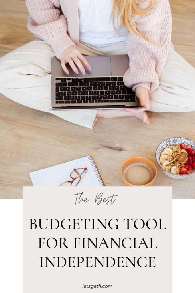 Girl-on-computer-with-title-block-below-that-reads-Best-budget-tool-for-financial-independence-letsgetfi